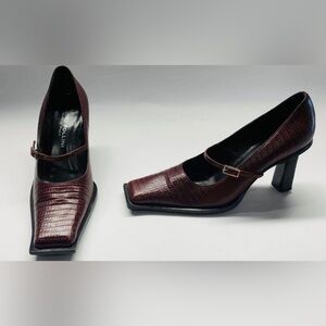 STUDIO POLLINI Embossed Leather Croc Square Mary Jane Pump 36 EU 6 US $875 RARE
